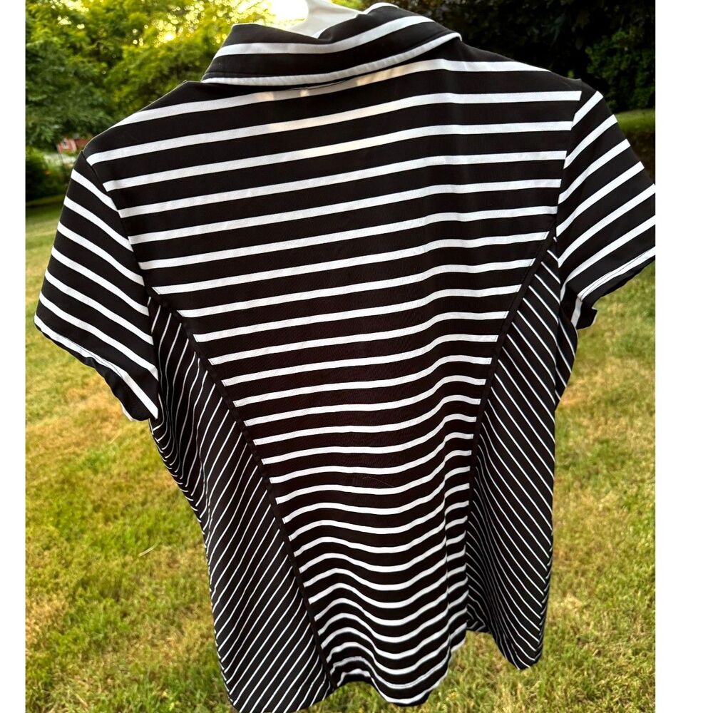 Zernergy Golf by Chico Activewear Tops Short Sleeve Black & White Stripe Size 1 - Picture 3 of 8